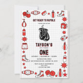 First Knockout Boxing 1st Birthday – Fun Kids Part Einladung (Vorderseite)