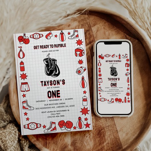 First Knockout Boxing 1st Birthday – Fun Kids Part Einladung