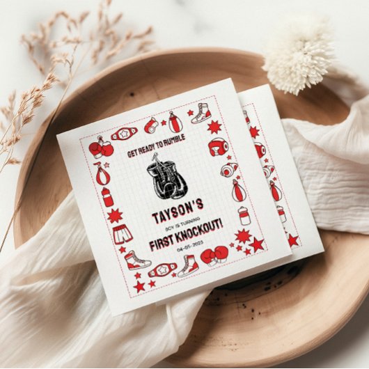 First Knockout Boxing 1st Birthday – Fun Kids  Serviette