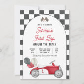 First Lap Around The Track Race Car 1st Birthday Einladung (Vorderseite)