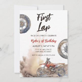 First Lap Dirt Bike 1st Birthday Einladung