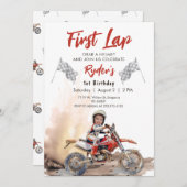 First Lap Little Racer 1. Geburtstag Foto Einladung (Vorne/Hinten)