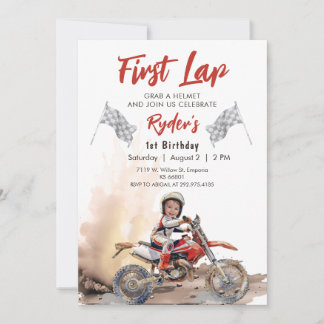 First Lap Little Racer 1. Geburtstag Foto Einladung