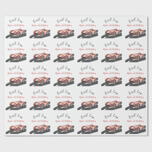 First Lap Race Car 1st Birthday Geschenkpapier (Flach)