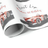 First Lap Race Car 1st Birthday Geschenkpapier (Rolleneckpunkt)