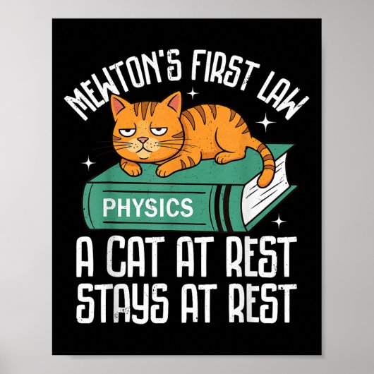 First Law Funny Cat Physik Lehrerin Nerd Männer Fr Poster (Vorne)