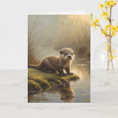 First Light Kin Otter Greeting Card Karte (Gelbe Blume)