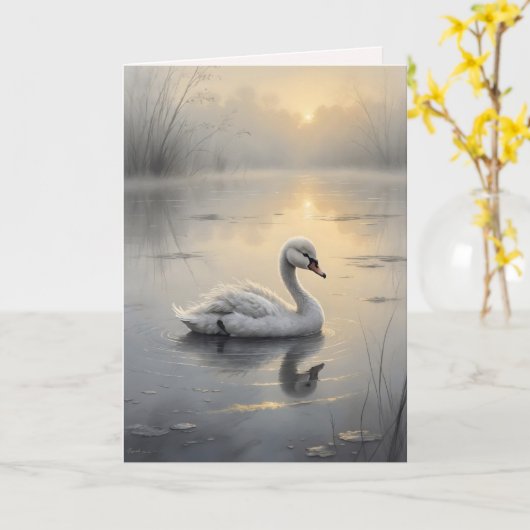 First Light Kin Swan Greeting Card Karte (Gelbe Blume)