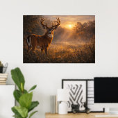 First Light | Weißwedelhirsch-Kunst | Poster (Heimbüro)