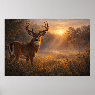 First Light Weißwedelhirsch-Kunst Poster