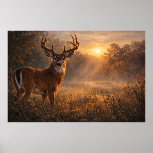 First Light | Weißwedelhirsch-Kunst | Poster (Vorne)