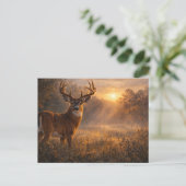 First Light | Whitetail Deer Art | Postcard Postkarte (Stehend Vorderseite)