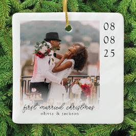 First Married Christmas Photo Keepsake Keramikornament