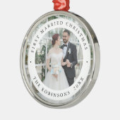 First Married Christmas Photo Modern Keepsake Ornament Aus Metall (Links)