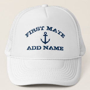 First Mate hat einen nautischen Anker und Namen Truckerkappe