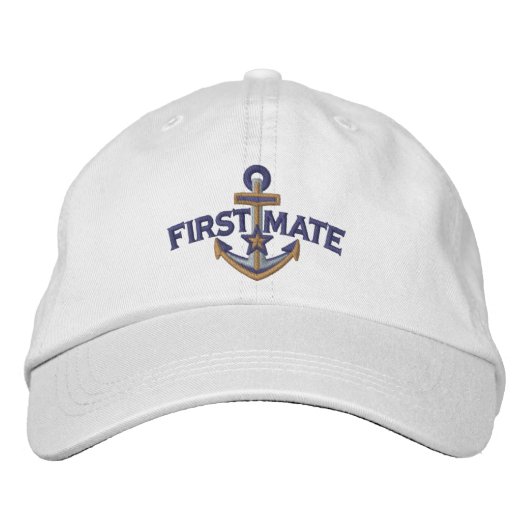 First Mate Nautical Star Anchor Embroidery Bestickte Baseballkappe (Vorderseite)