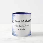 First Mother’s Day Moon Floral Blue Personalized Tasse (Zentrum)