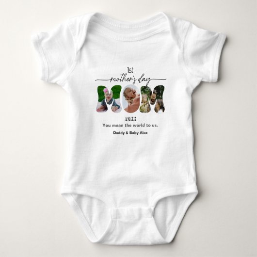 First Mother's Day 3 Photos Collage Baby Bodysuit Baby Strampler (Vorderseite)