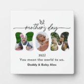 First Mother's Day 3 Photos Collage Mom cut out Fotoplatte (Vorderseite)