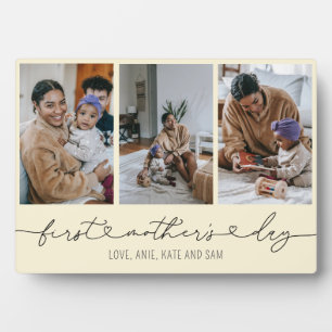 First Mother's Day Heart Script 3 Foto Geschenk Fotoplatte
