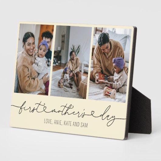 First Mother's Day Heart Script 3 Foto Geschenk Fotoplatte (Seite)