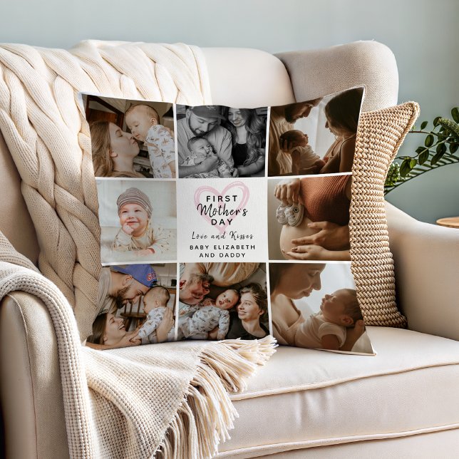 First Mother's Day Photo Collage Cute Keepsake Kissen (Von Creator hochgeladen)