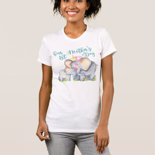 First Mütter Day Mommy and Baby Elephant T - Shirt