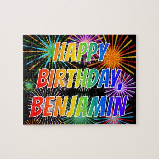 First Name "BENJAMIN", Fun "HAPPY BIRTHDAY" Puzzle (Horizontal)