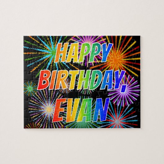 First Name "EVAN", Fun "HAPPY BIRTHDAY" Puzzle (Horizontal)