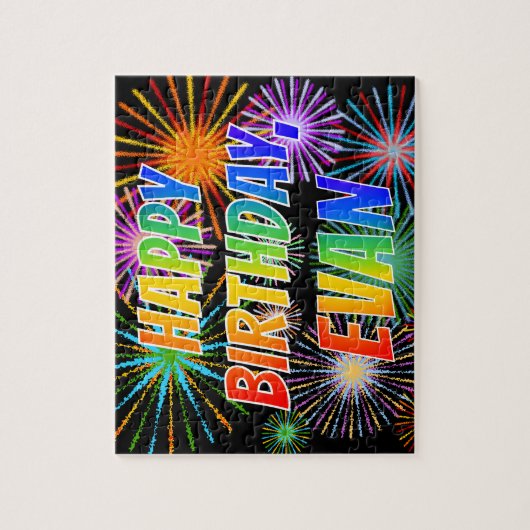 First Name "EVAN", Fun "HAPPY BIRTHDAY" Puzzle (Vertikal)