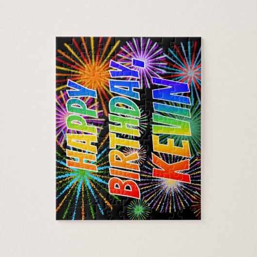 First Name "KEVIN", Fun "HAPPY BIRTHDAY" Puzzle (Vertikal)