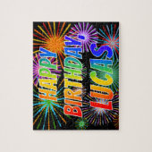 First Name "LUCAS", Fun "HAPPY BIRTHDAY" Puzzle (Vertikal)