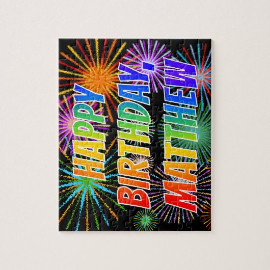 First Name "MATTHEW", Fun "HAPPY BIRTHDAY" Puzzle (Vertikal)