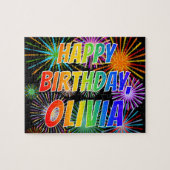 First Name "OLIVIA", Fun "HAPPY BIRTHDAY" Puzzle (Horizontal)