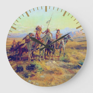 First Nations The Scouts CM Russell Native Amerika Große Wanduhr