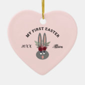 First Oaster Baby Girl Bunny Pink Personalisiert Keramik Ornament (Vorne)