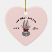 First Oaster Baby Girl Bunny Pink Personalisiert Keramik Ornament (Hinten)