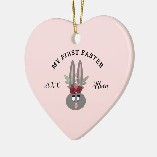First Oaster Baby Girl Bunny Pink Personalisiert Keramik Ornament (Links)