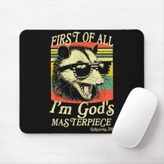 First Of All I’m God’s Masterece Raccoon Retro Ver Mousepad (Mit Mouse)
