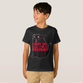 First Of All I'm A Delight Funny Roaring Black Cat T-Shirt (Vorne ganz)
