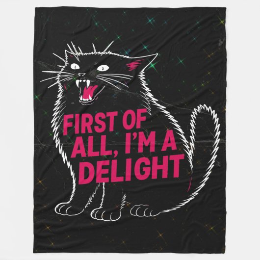 First Of All I'm A Delight Roaring Black Cat Fleecedecke (Vorderseite)