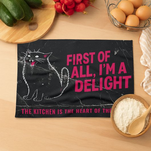 First Of All I'm A Delight Roaring Black Cat Geschirrtuch