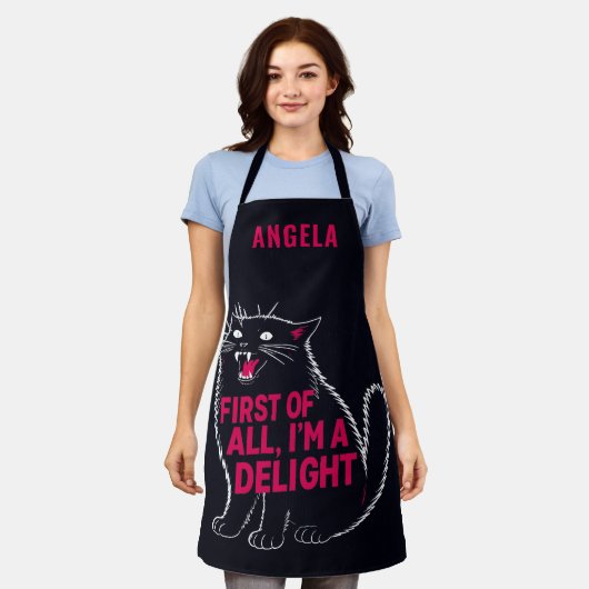 First Of All I'm A Delight Roaring Black Cat Schürze (Getragen)