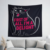 First Of All I'm A Delight Roaring Black Cat Wandteppich