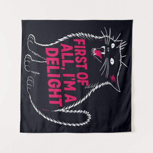 First Of All I'm A Delight Roaring Black Cat Wandteppich (Vorderseite (Horizontal))