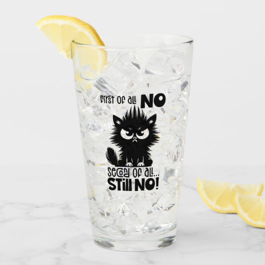 First Of All, No Funny Cat Lover Gift Glas (Vorderseite Ice)