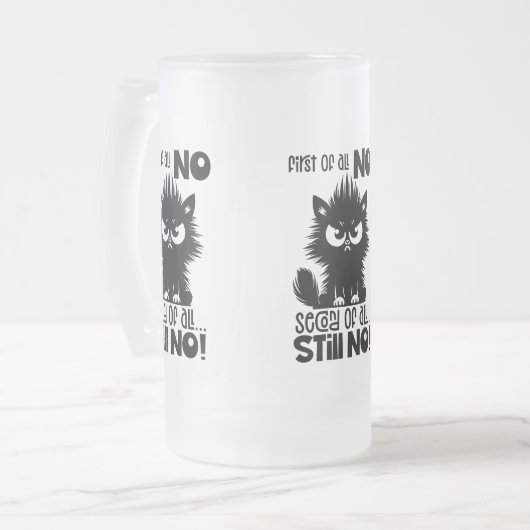 First Of All, No Funny Cat Lover Gift Mattglas Bierglas (Vorderseite Links)