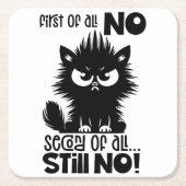 First Of All, No Funny Cat Lover Gift Rechteckiger Pappuntersetzer (Vorderseite)