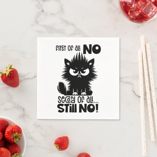 First Of All, No Funny Cat Lover Gift Serviette (Beispiel)