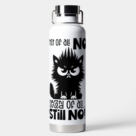 First Of All, No Funny Cat Lover Gift Trinkflasche (Rückseite)